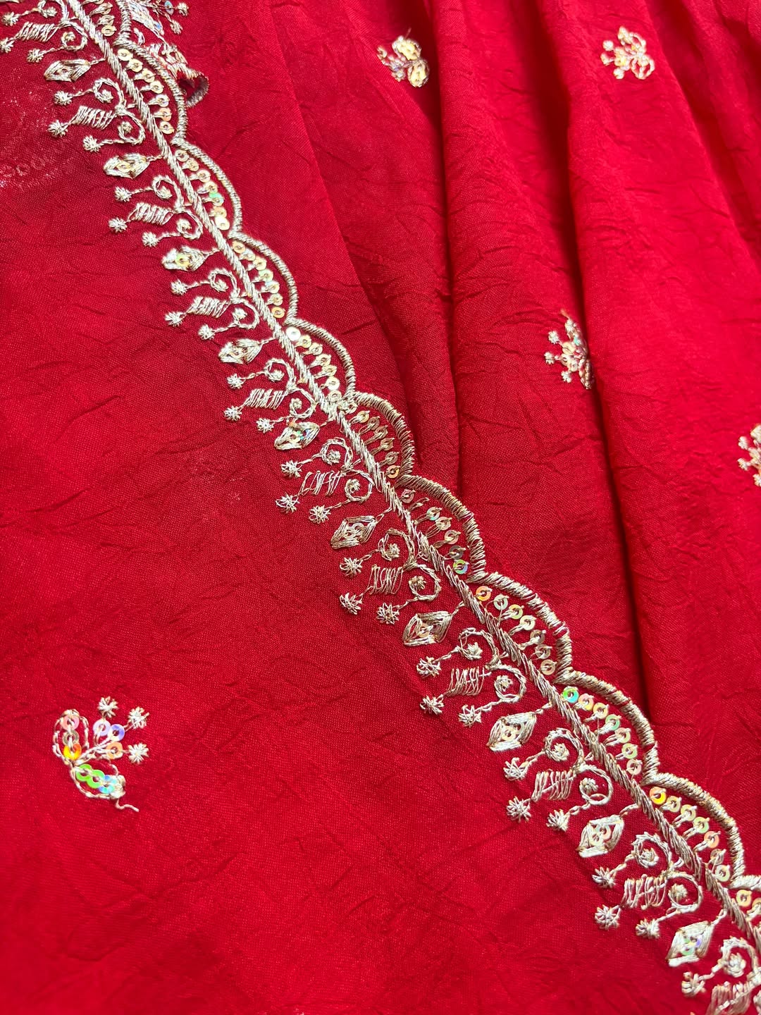 Red Chilli Slit Anarkali Premium Suit Set