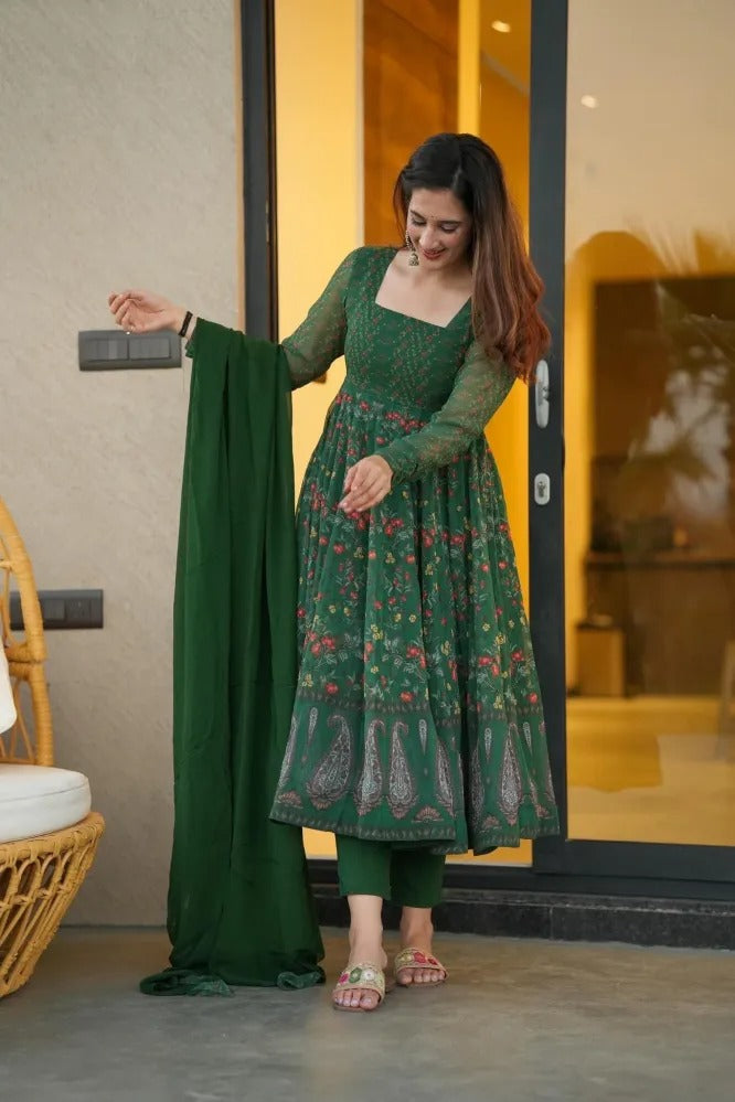 Sp Premium Quality Green Anarkali Suit Set