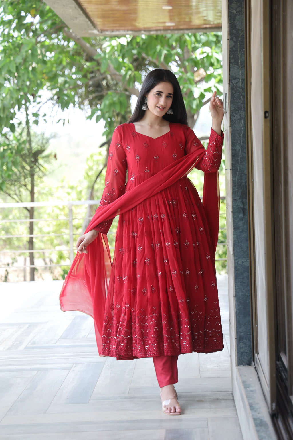Maroon Premium Quality  Anarkali Suit Set