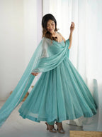 Niyara Sky Color Anarkali Suit Set