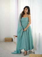 Niyara Sky Color Anarkali Suit Set