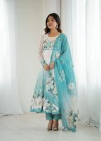 Piyara Aqua Blue Color Anarkali Suit Set