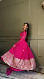 Premium Bandhej Heavy Traditional Koti Anarkali Suit Set