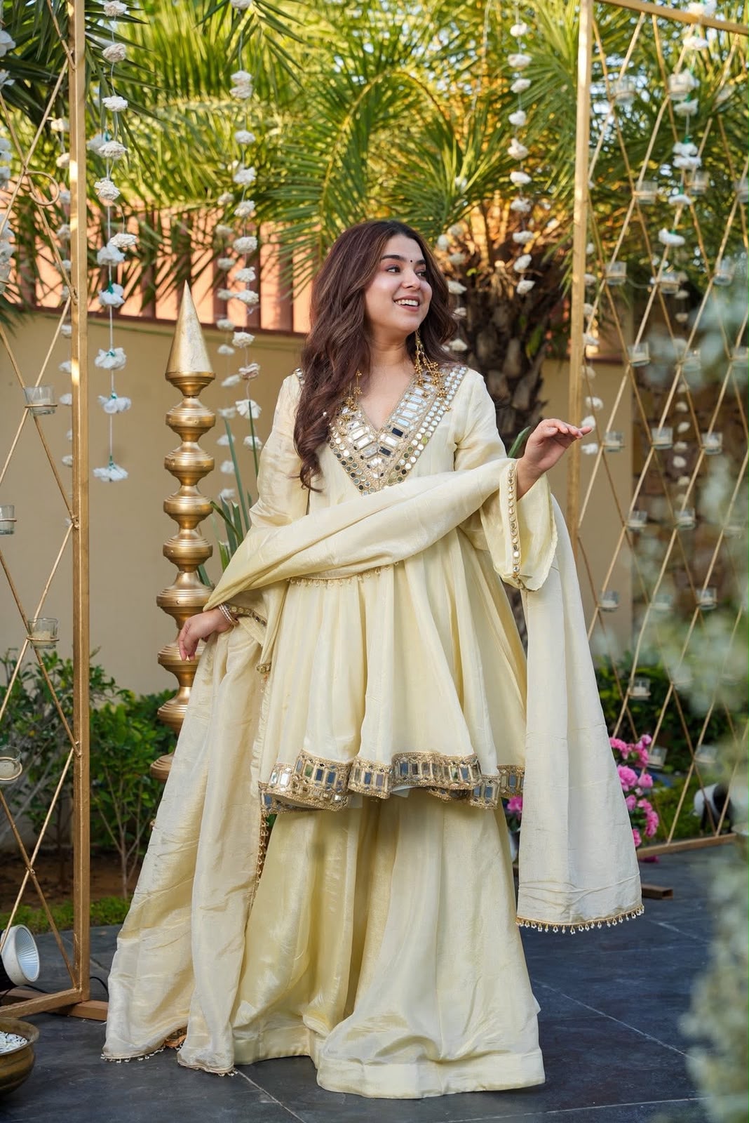 Kediya Inspired Heavy Real Mirror Work Palazzo Suit Set