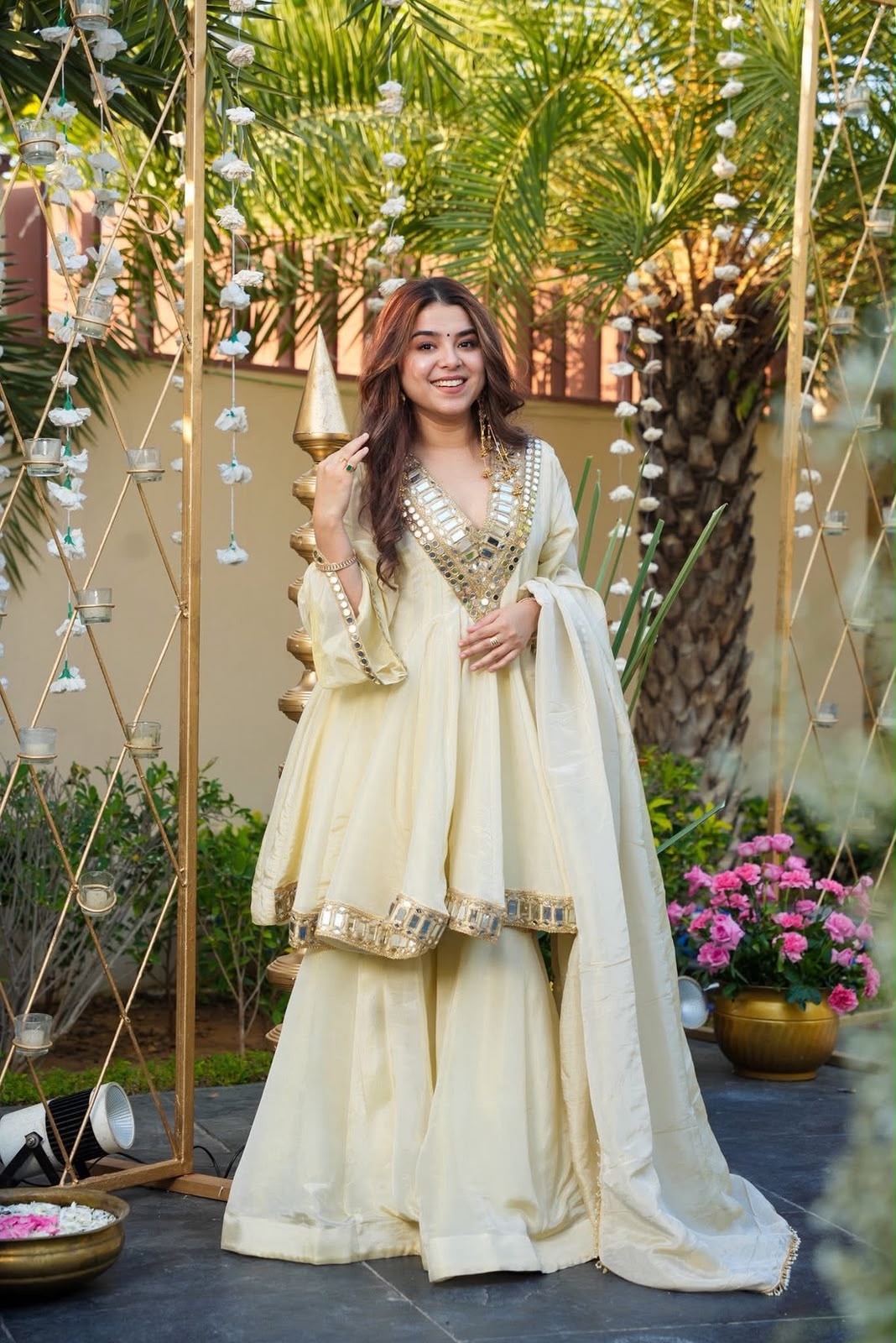 Kediya Inspired Heavy Real Mirror Work Palazzo Suit Set