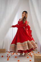 Ruby Royale Red Anarkali Suit Set