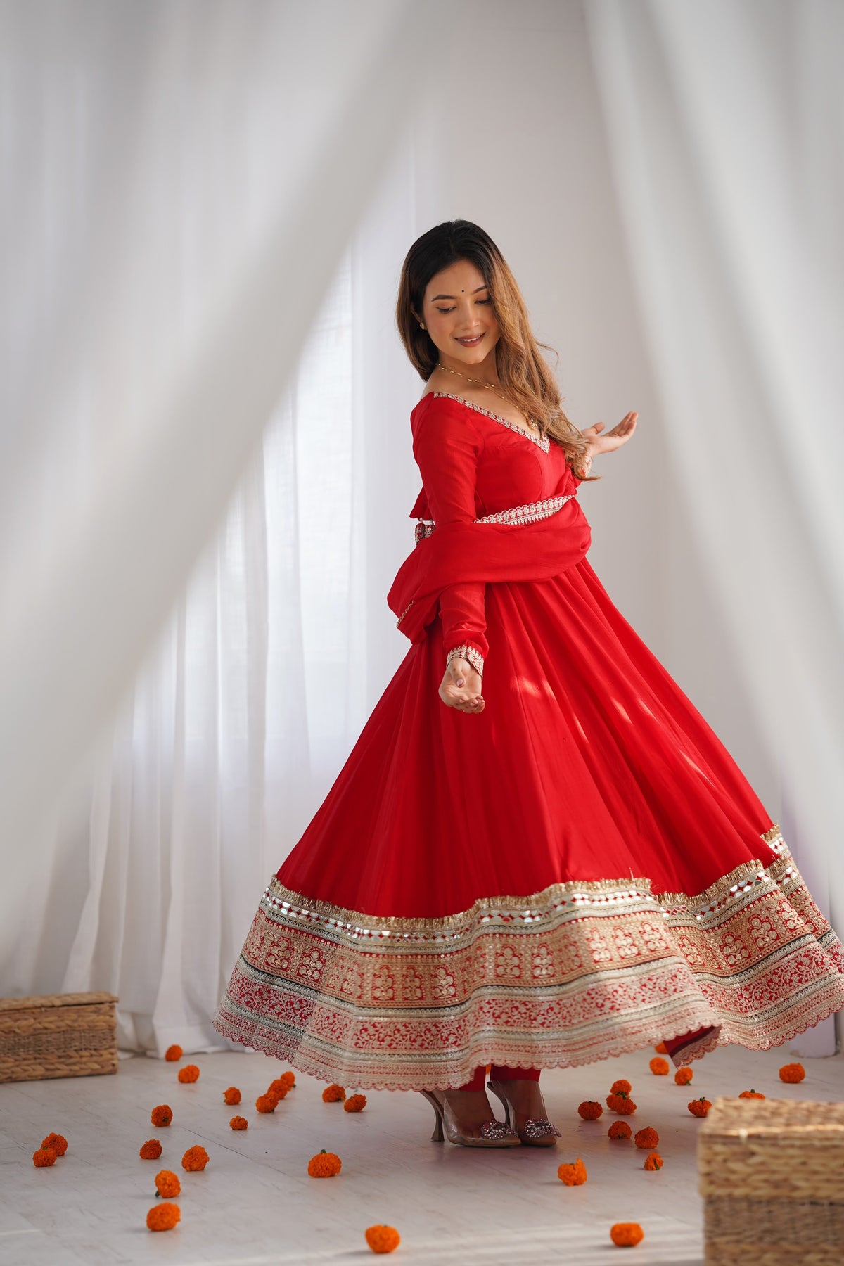 Ruby Royale Red Anarkali Suit Set