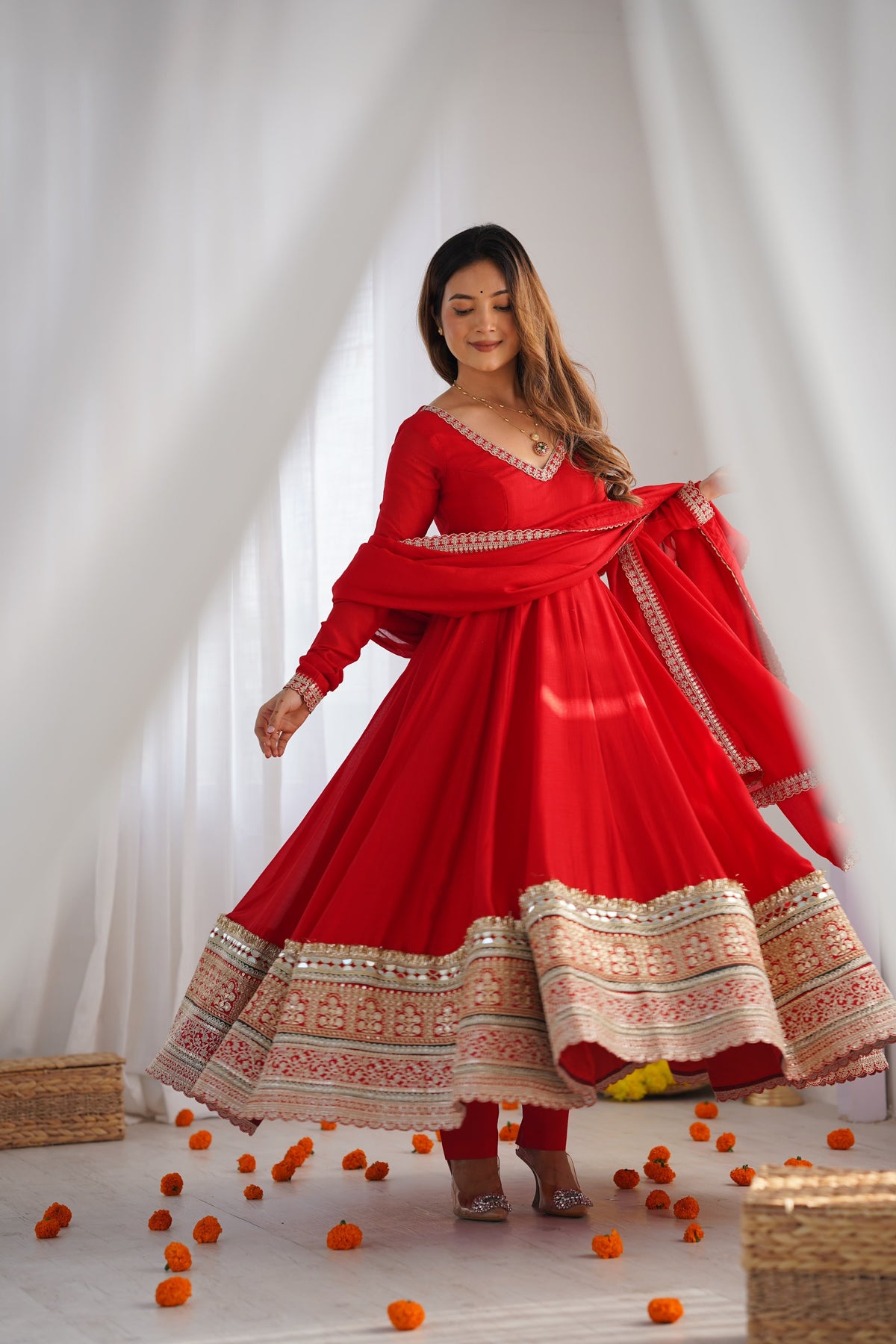 Ruby Royale Red Anarkali Suit Set