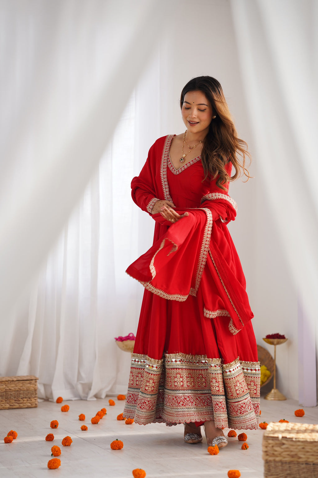 Ruby Royale Red Anarkali Suit Set