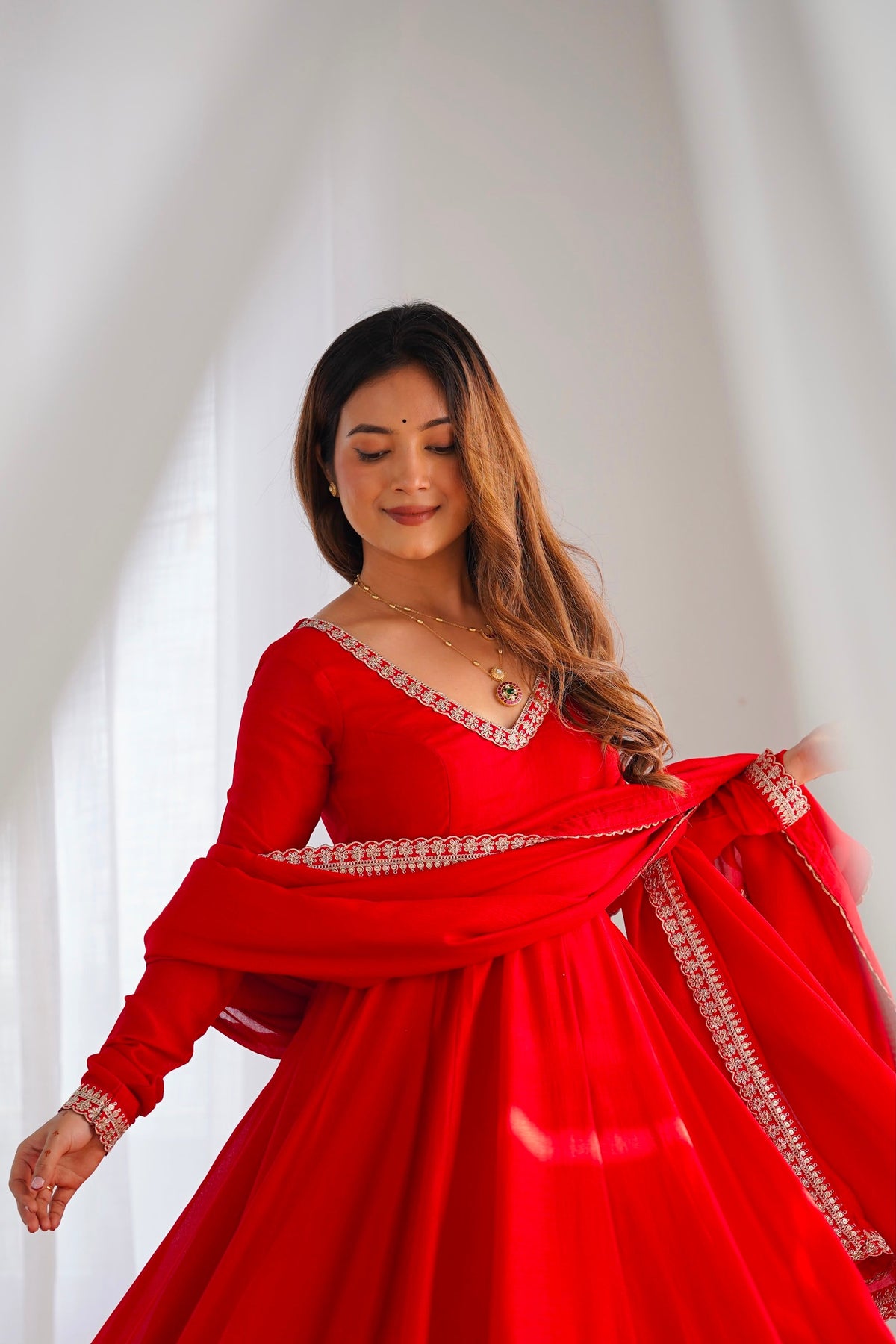 Ruby Royale Red Anarkali Suit Set