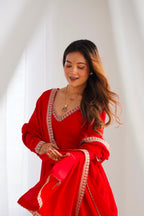 Ruby Royale Red Anarkali Suit Set