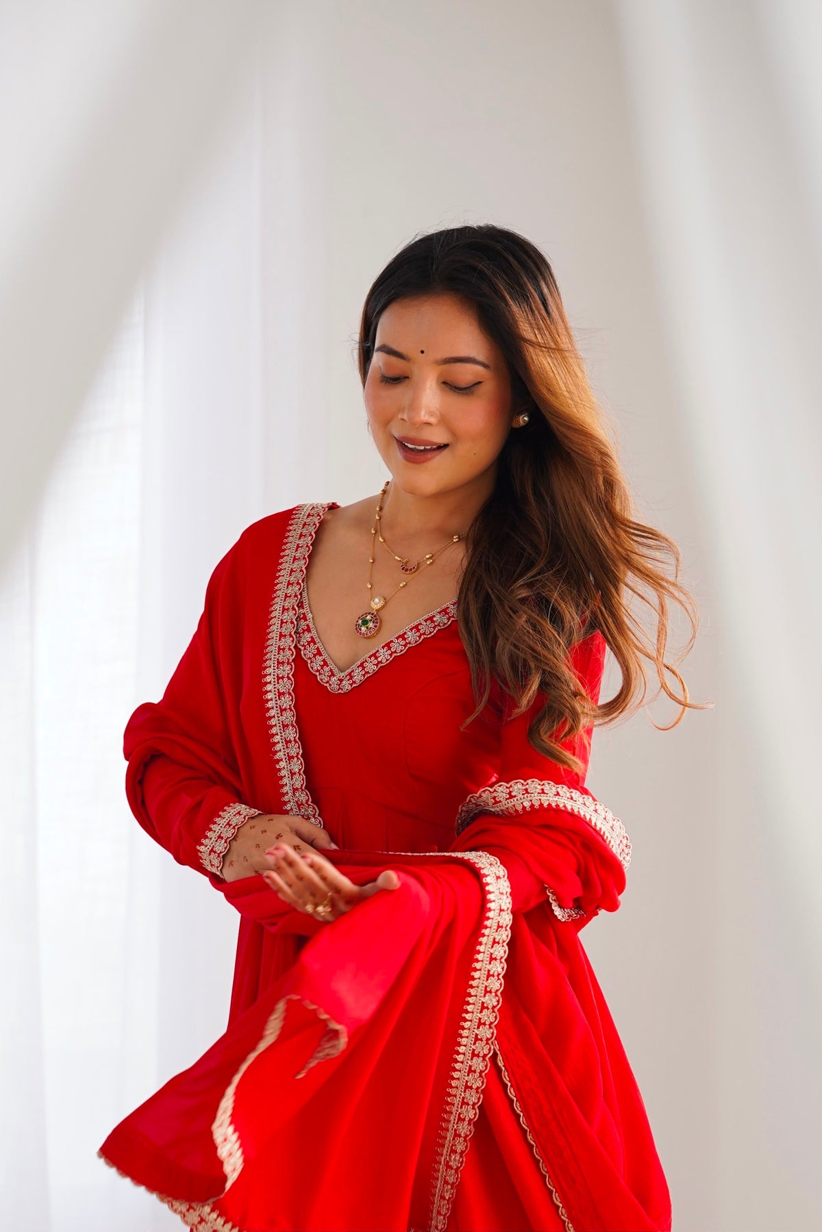 Ruby Royale Red Anarkali Suit Set