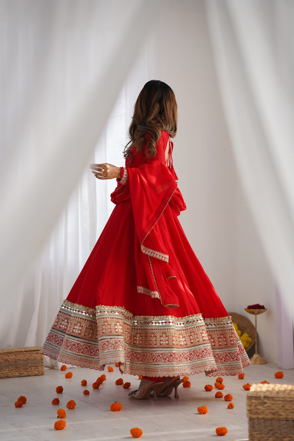 Ruby Royale Red Anarkali Suit Set