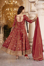 Rust Embroidered Designer Anarkali Suit Set