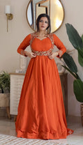 Orange Shades Premium Quality Koti Anarkali Suit Set