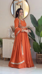 Orange Shades Premium Quality Koti Anarkali Suit Set