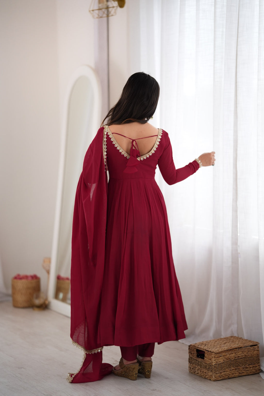 Maroon Trendy Anarkali Suit Set