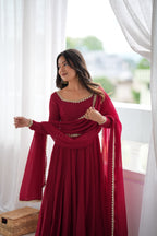 Maroon Trendy Anarkali Suit Set