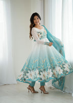 Piyara Aqua Blue Color Anarkali Suit Set