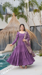 Premium Quality  Roman Silk Gown Anarkali Suit Set