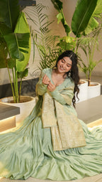 Premium Quality  Roman Silk Gown Anarkali Suit Set