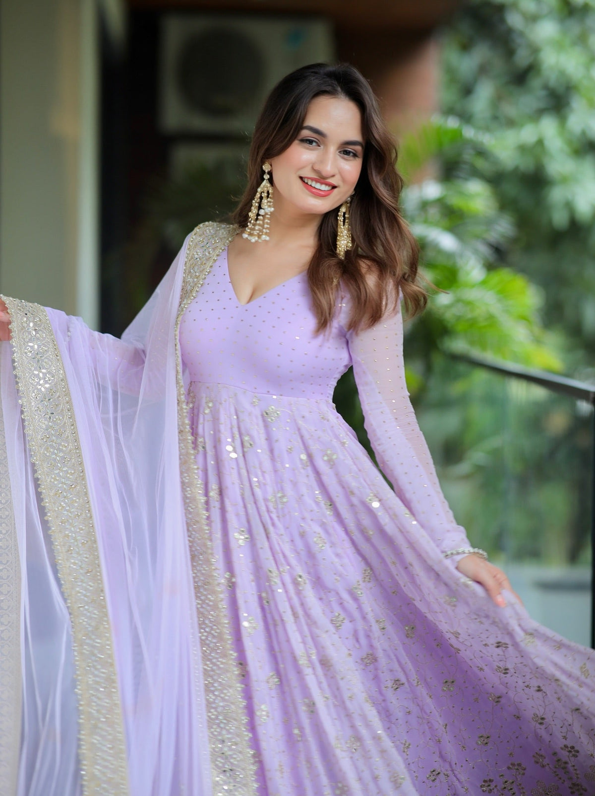 Pridha Purple Anarkali Suit Set