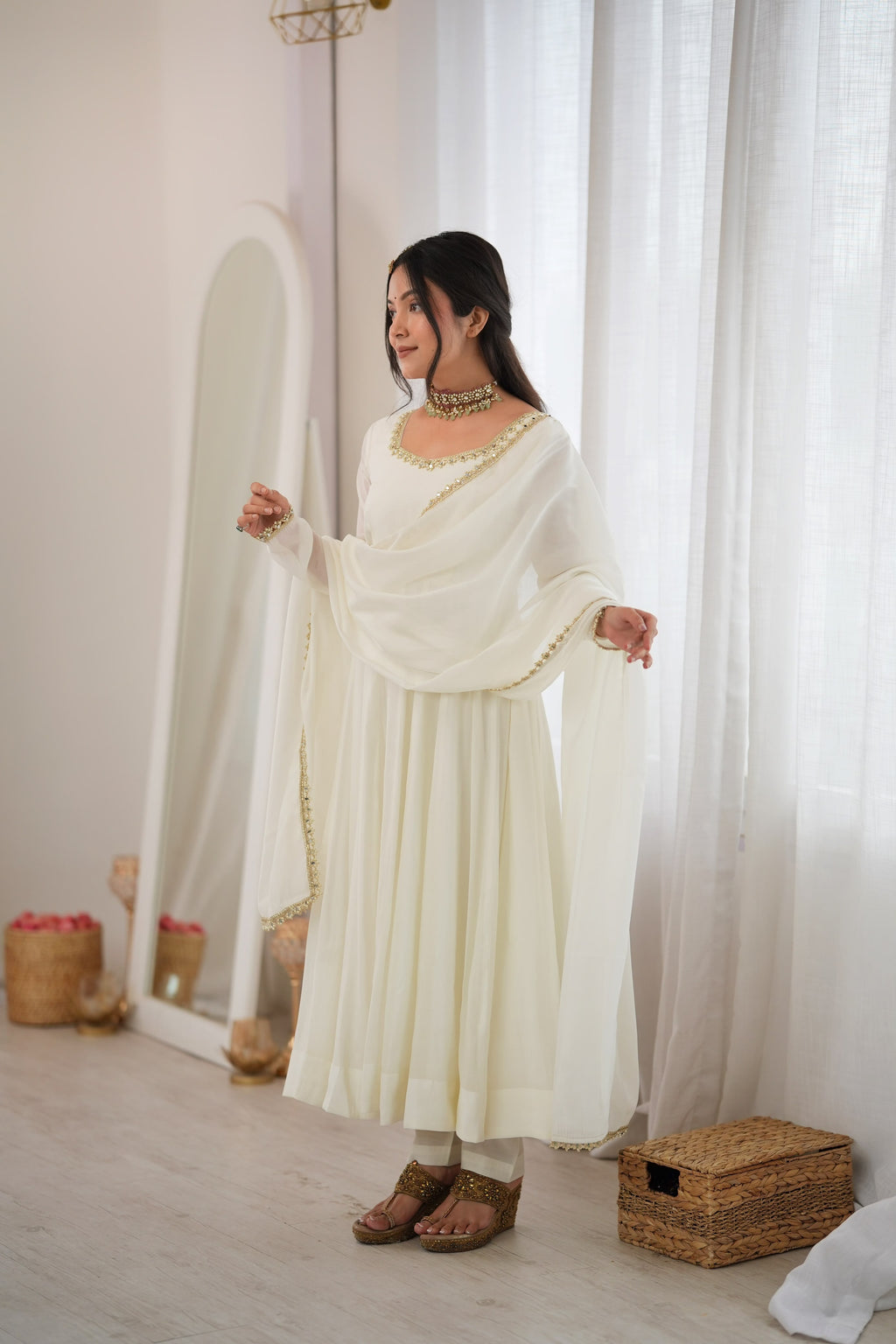 Off whiteTrendy Anarkali Suit Set