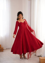 Premium Maroon Anarkali Suit Set