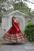 Sandhiya Red Premium Quality Anarkali Suit Set
