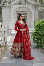 Sandhiya Red Premium Quality Anarkali Suit Set
