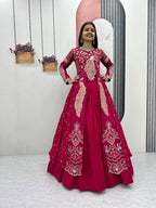 Premium Quality Heavy Traditional Crop Top with Shrug With Color