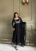 Noor Black Heavy Embroidered Koti  Designer Anarkali Set