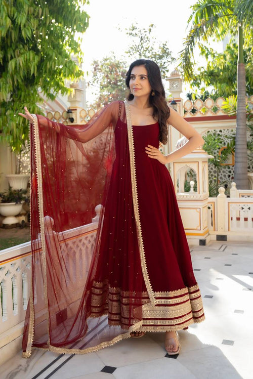 Aaradhya Faux Blooming Zari Sequins Anarkali Suit Set