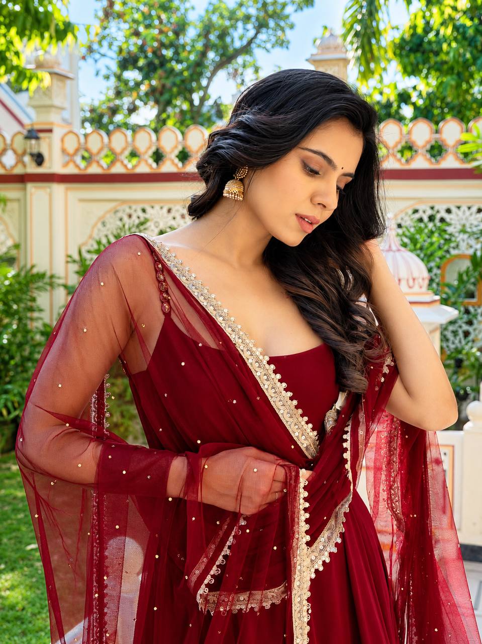 Aaradhya Faux Blooming Zari Sequins Anarkali Suit Set