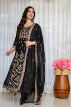 Noir Elegance Designer  Anarkali with Dupatta Suit Set