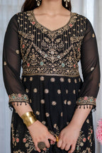 Noir Elegance Designer  Anarkali with Dupatta Suit Set