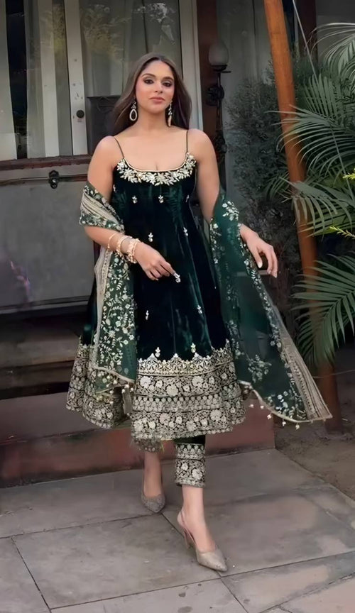 Afsana Emerald Premium Green Anarkali Set