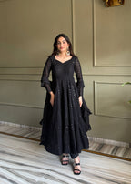 Black Luxe Lucknowi Sequence Anarkali Suit Set