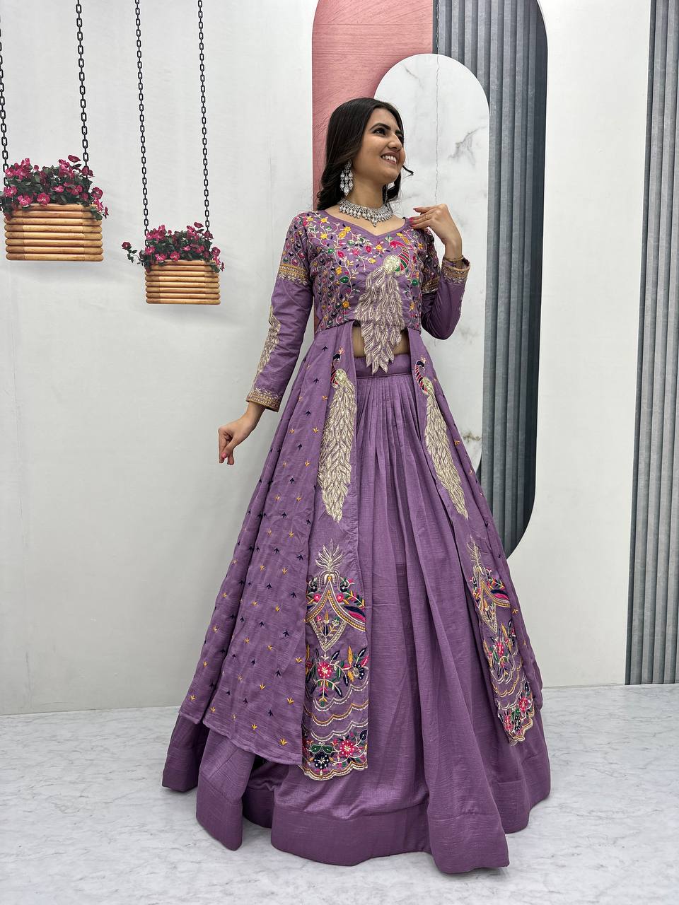 Premium Quality Heavy Traditional Crop Top with Shrug With Color
