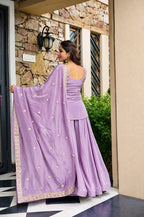 Aarohi's Lavender Diamond Silk  Sharara Suit Set