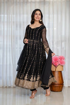 Niru'S Noir Black Elegance Anarkali Suit Set