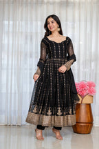 Niru'S Noir Black Elegance Anarkali Suit Set