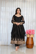 Niru'S Noir Black Elegance Anarkali Suit Set