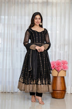 Niru'S Noir Black Elegance Anarkali Suit Set