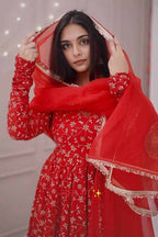 Stunning Red Colour  Premium Anarkali Suit Set
